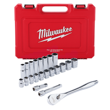 22 pc 1/2-inch Drive SAE Ratchet and Socket Set with FOUR FLAT™ Sides Milwaukee