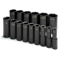 SK Hand Tool 4045 15 Piece, 1/2-Inch Drive, 6 Pt, Deep Fractional Impact Socket Set TO 1-1/4-Inch