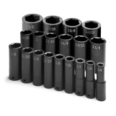 19 Pc. 1/2-Inch Drive 6 Pt Deep Impact Socket Set SK  3/8-inch to 1-1/2-inch SK SS